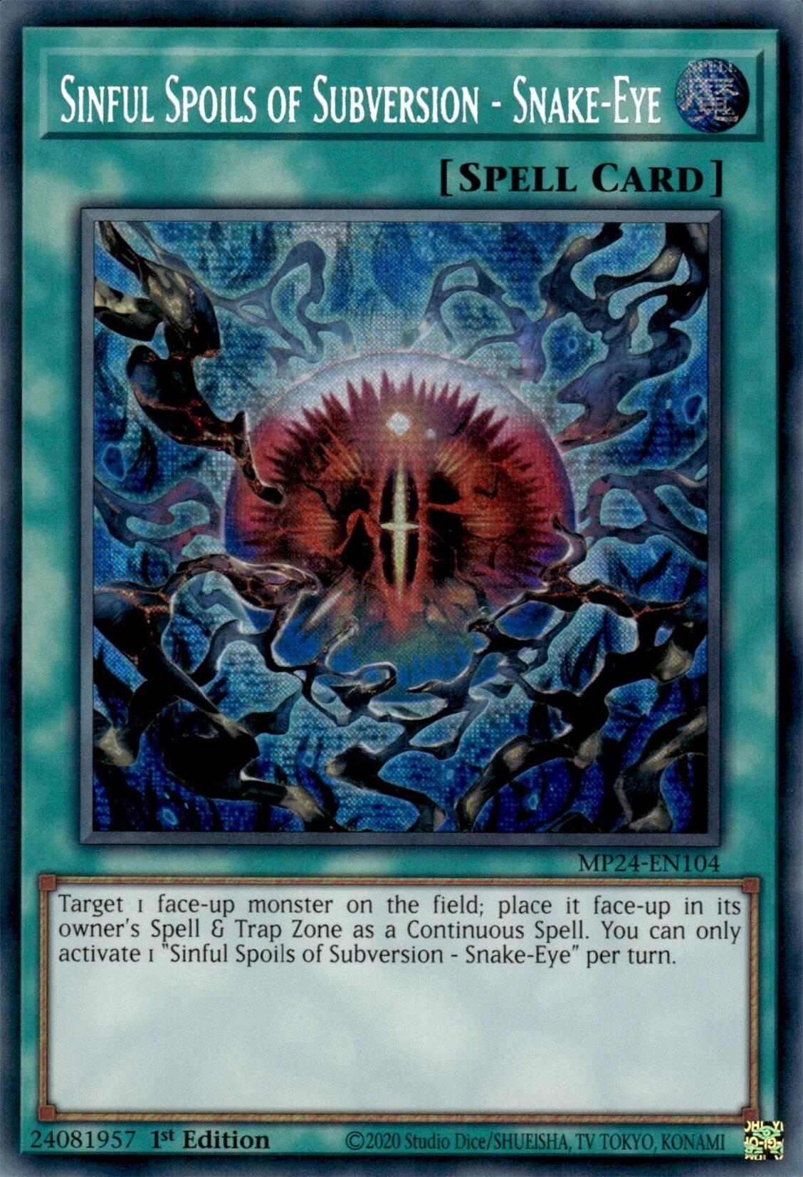 Sinful Spoils of Subversion - Snake-Eye [MP24-EN104] Prismatic Secret Rare | Fandemonia Ltd