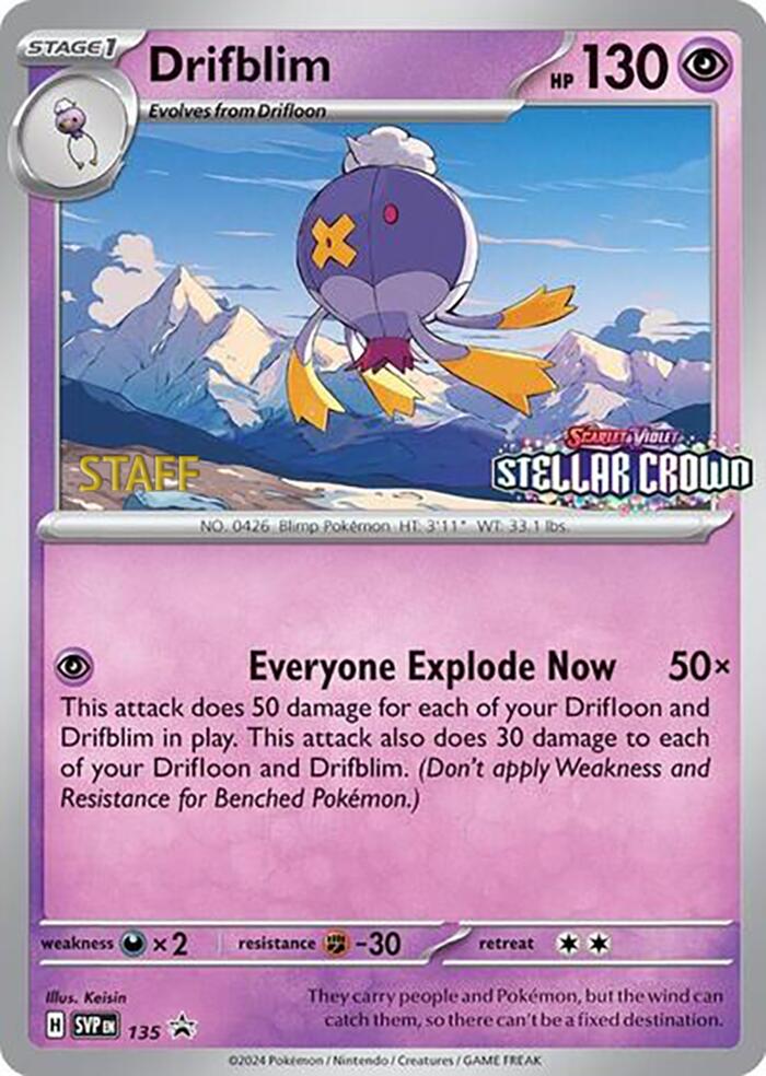 Drifblim (135) (Staff Promo) [Scarlet & Violet: Black Star Promos] | Fandemonia Ltd