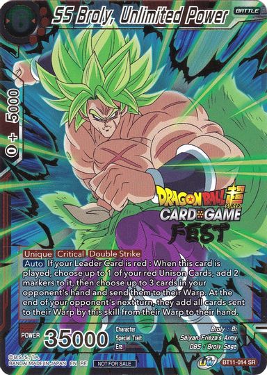 SS Broly, Unlimited Power (Card Game Fest 2022) (BT11-014) [Tournament Promotion Cards] | Fandemonia Ltd