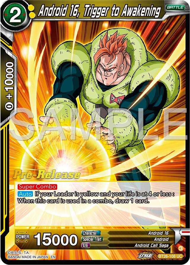 Android 16, Trigger to Awakening (BT26-108) [Ultimate Advent Prerelease Promos] | Fandemonia Ltd