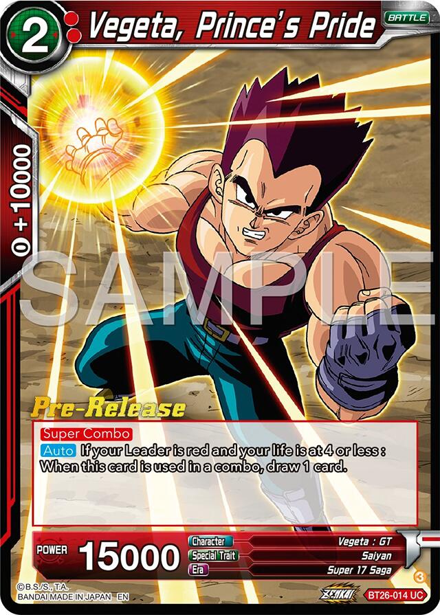 Vegeta, Prince's Pride (BT26-014) [Ultimate Advent Prerelease Promos] | Fandemonia Ltd