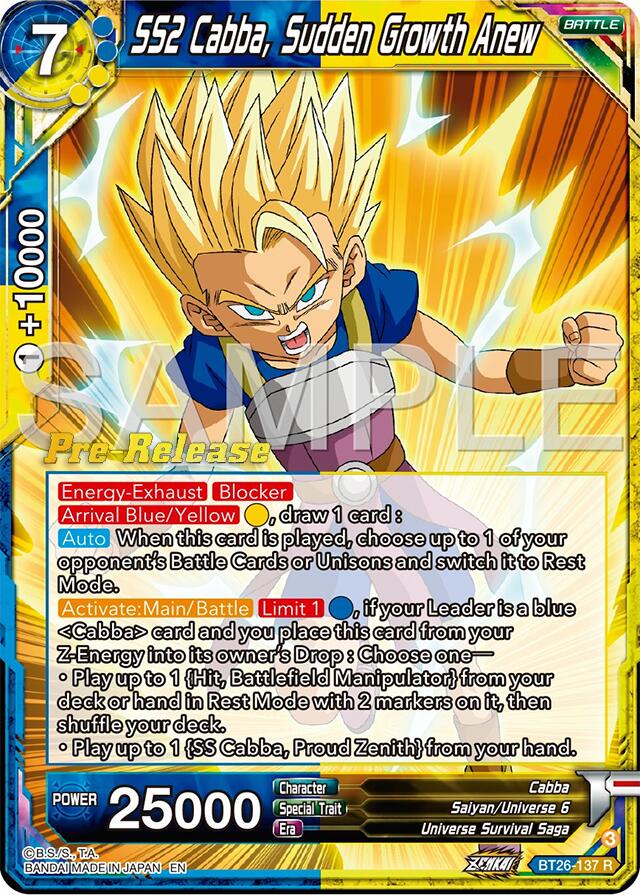 SS2 Cabba, Sudden Growth Anew (BT26-137) [Ultimate Advent Prerelease Promos] | Fandemonia Ltd