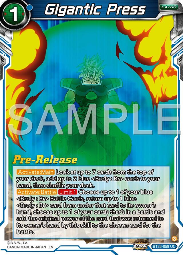 Gigantic Press (BT26-059) [Ultimate Advent Prerelease Promos] | Fandemonia Ltd