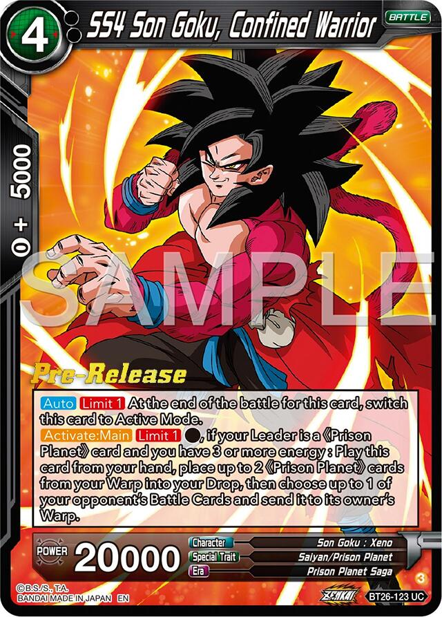 SS4 Son Goku, Confined Warrior (BT26-123) [Ultimate Advent Prerelease Promos] | Fandemonia Ltd