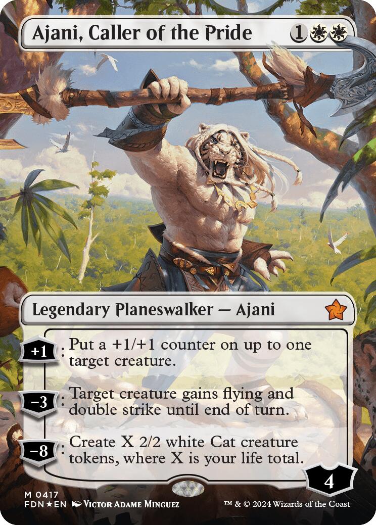 Ajani, Caller of the Pride (Borderless) (Mana Foil) [Foundations] | Fandemonia Ltd