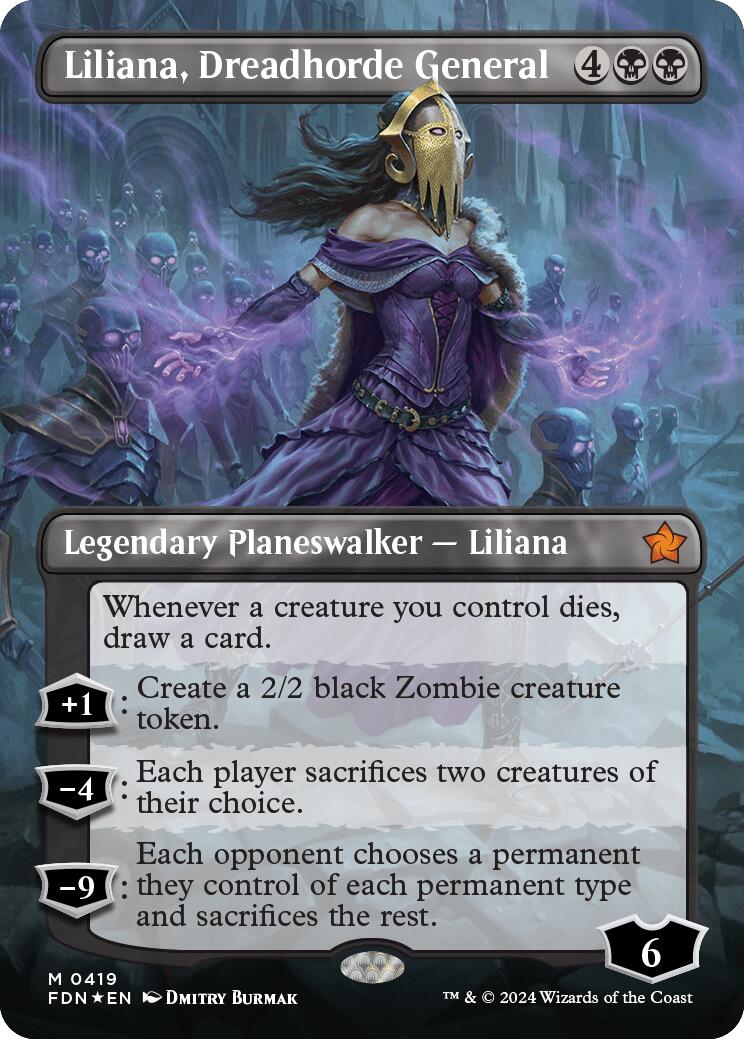 Liliana, Dreadhorde General (Borderless) (Mana Foil) [Foundations] | Fandemonia Ltd