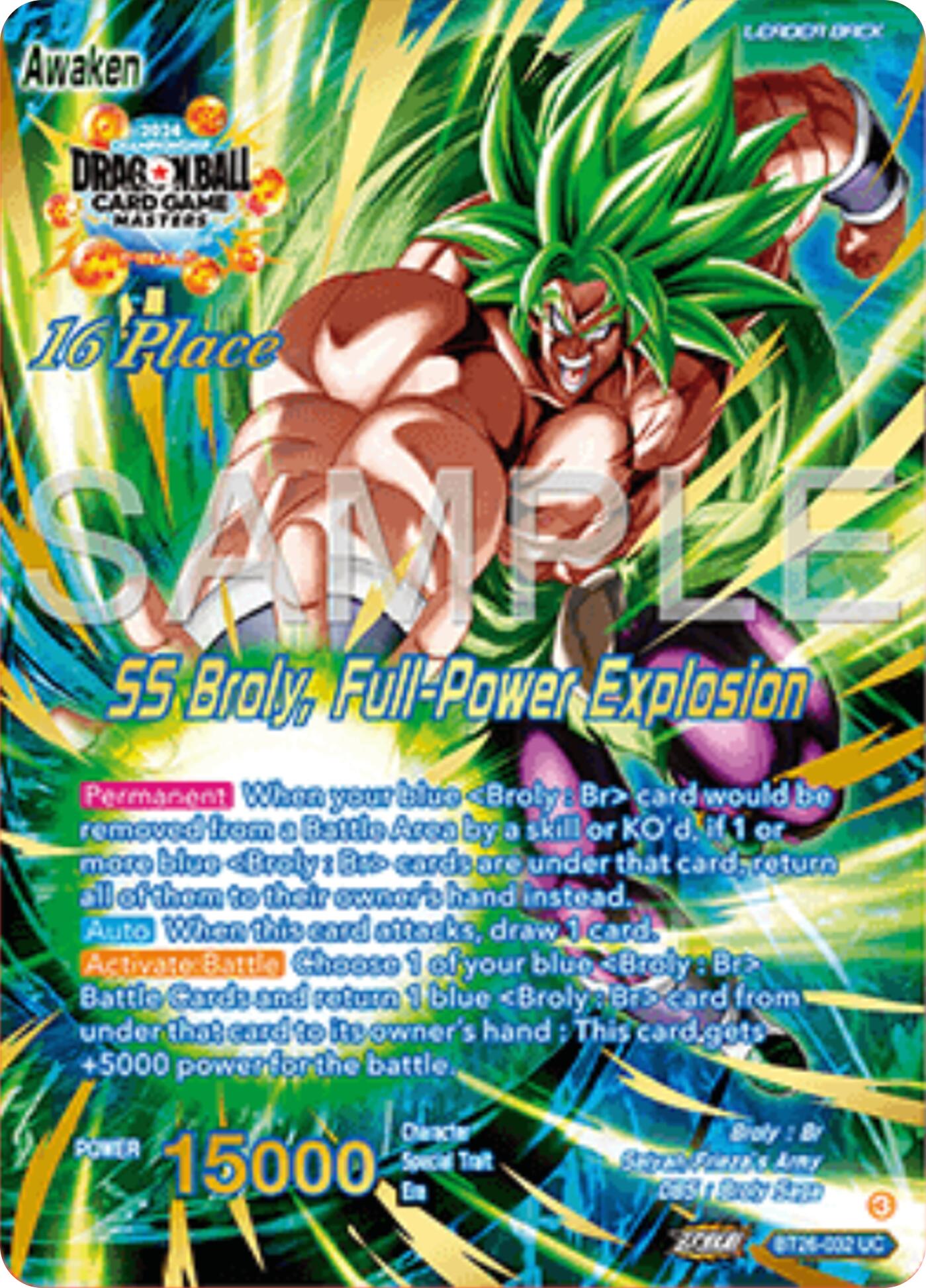 Broly // SS Broly, Full-Power Explosion (Top 16) (BT26-032) [Ultimate Advent Prerelease Promos] | Fandemonia Ltd