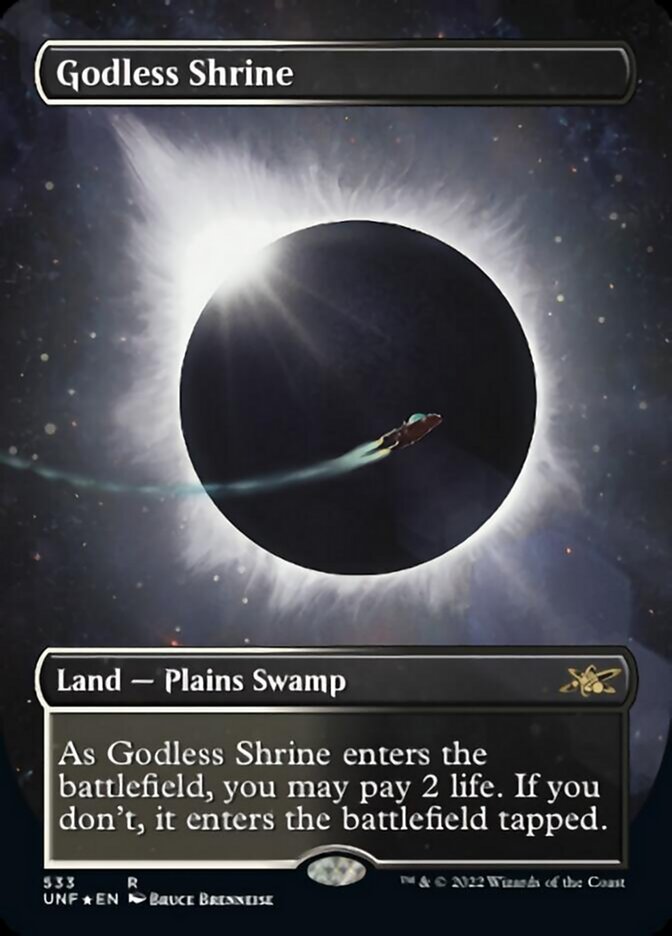 Godless Shrine (Borderless) (Galaxy Foil) [Unfinity] | Fandemonia Ltd