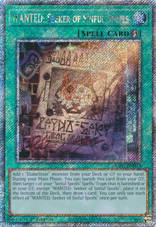 WANTED: Seeker of Sinful Spoils (Platinum Secret Rare) [RA03-EN074] Platinum Secret Rare | Fandemonia Ltd