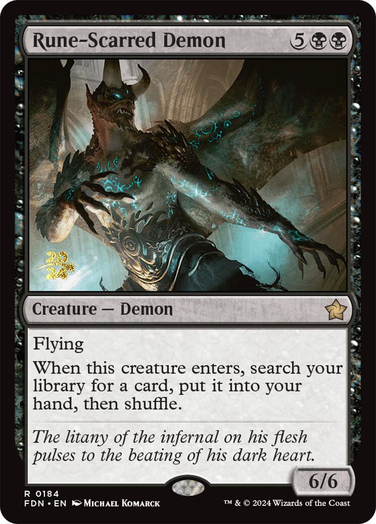 Rune-Scarred Demon [Foundations Prerelease Promos] | Fandemonia Ltd