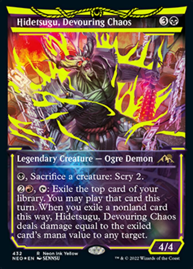 Hidetsugu, Devouring Chaos (Neon Ink Yellow) [Kamigawa: Neon Dynasty] | Fandemonia Ltd