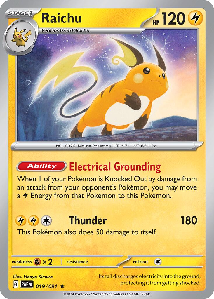 Raichu (019/091) (Theme Deck Exclusive) [Scarlet & Violet: Paldean Fates] | Fandemonia Ltd