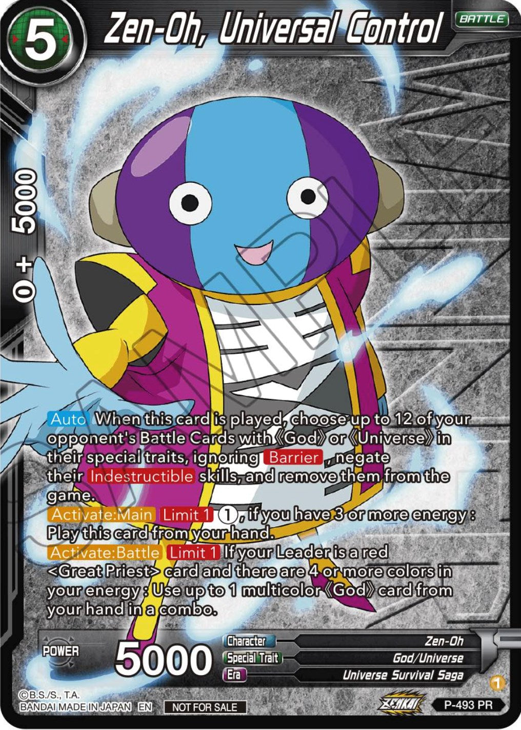 Zen-Oh, Universal Control (Zenkai Series Tournament Pack Vol.3 Winner) (P-493) [Tournament Promotion Cards] | Fandemonia Ltd