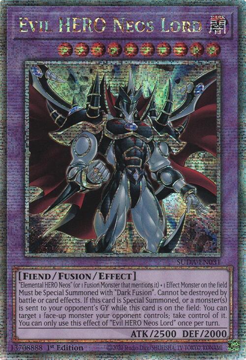 Evil HERO Neos Lord (Quarter Century Secret Rare) [SUDA-EN031] Quarter Century Secret Rare | Fandemonia Ltd