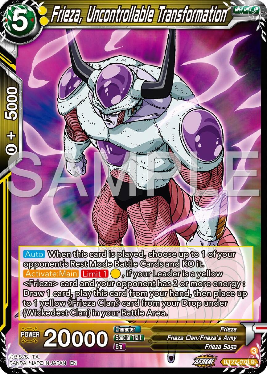 Frieza, Uncontrollable Transformation (BT27-078) [History of Z] | Fandemonia Ltd