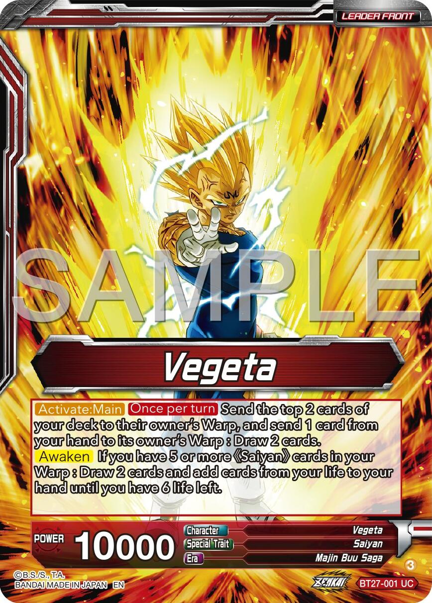 Vegeta // SSB Vegeta, Saiyan Pride (BT27-001) [History of Z] | Fandemonia Ltd