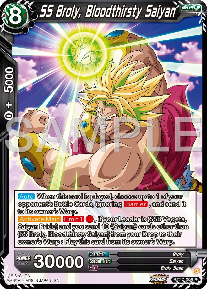 SS Broly, Bloodthirsty Saiyan (BT27-096) [History of Z] | Fandemonia Ltd