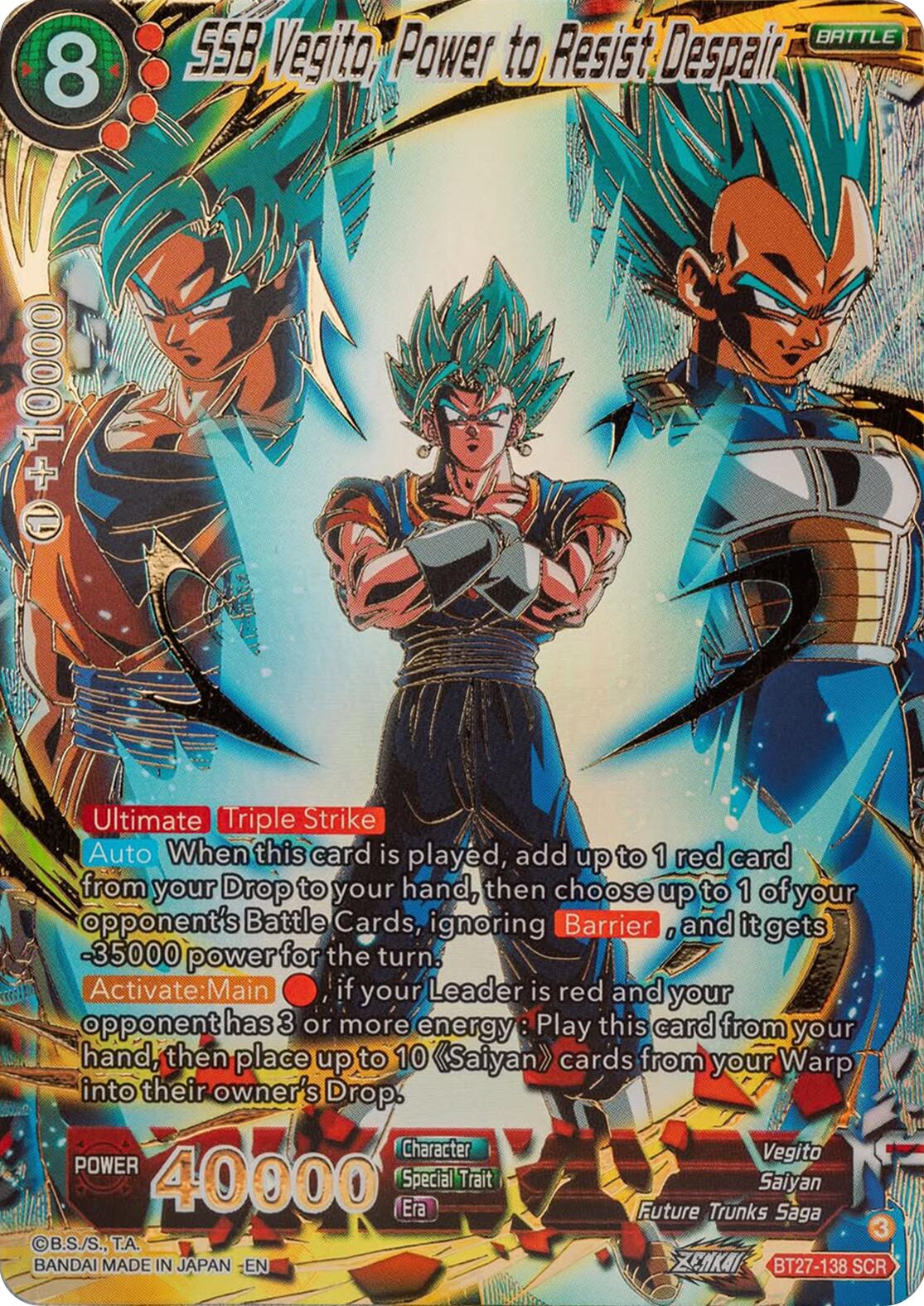 SSB Vegito, Power to Resist Despair (BT27-138) [History of Z] | Fandemonia Ltd