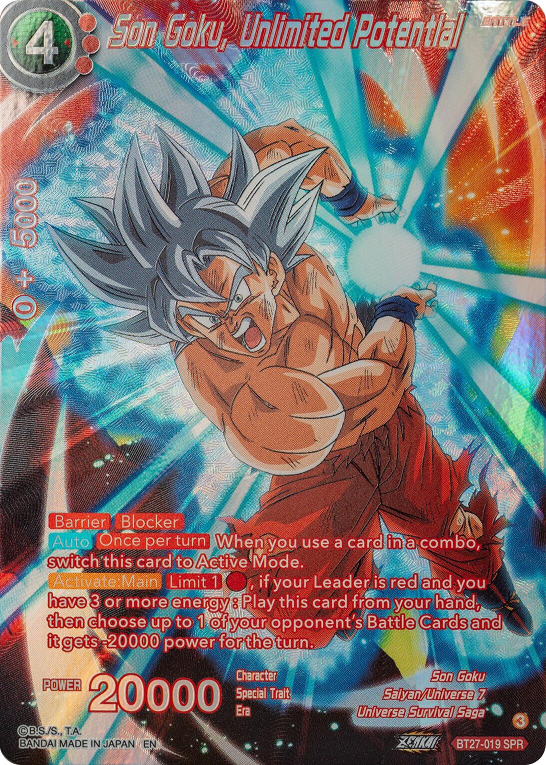 Son Goku, Unlimited Potential (SPR) (BT27-019) [History of Z] | Fandemonia Ltd