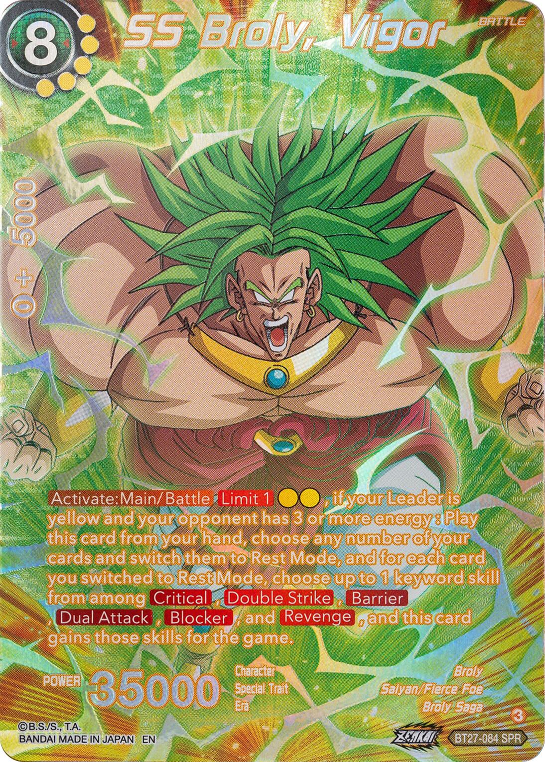 SS Broly, Vigor (SPR) (BT27-064) [History of Z] | Fandemonia Ltd