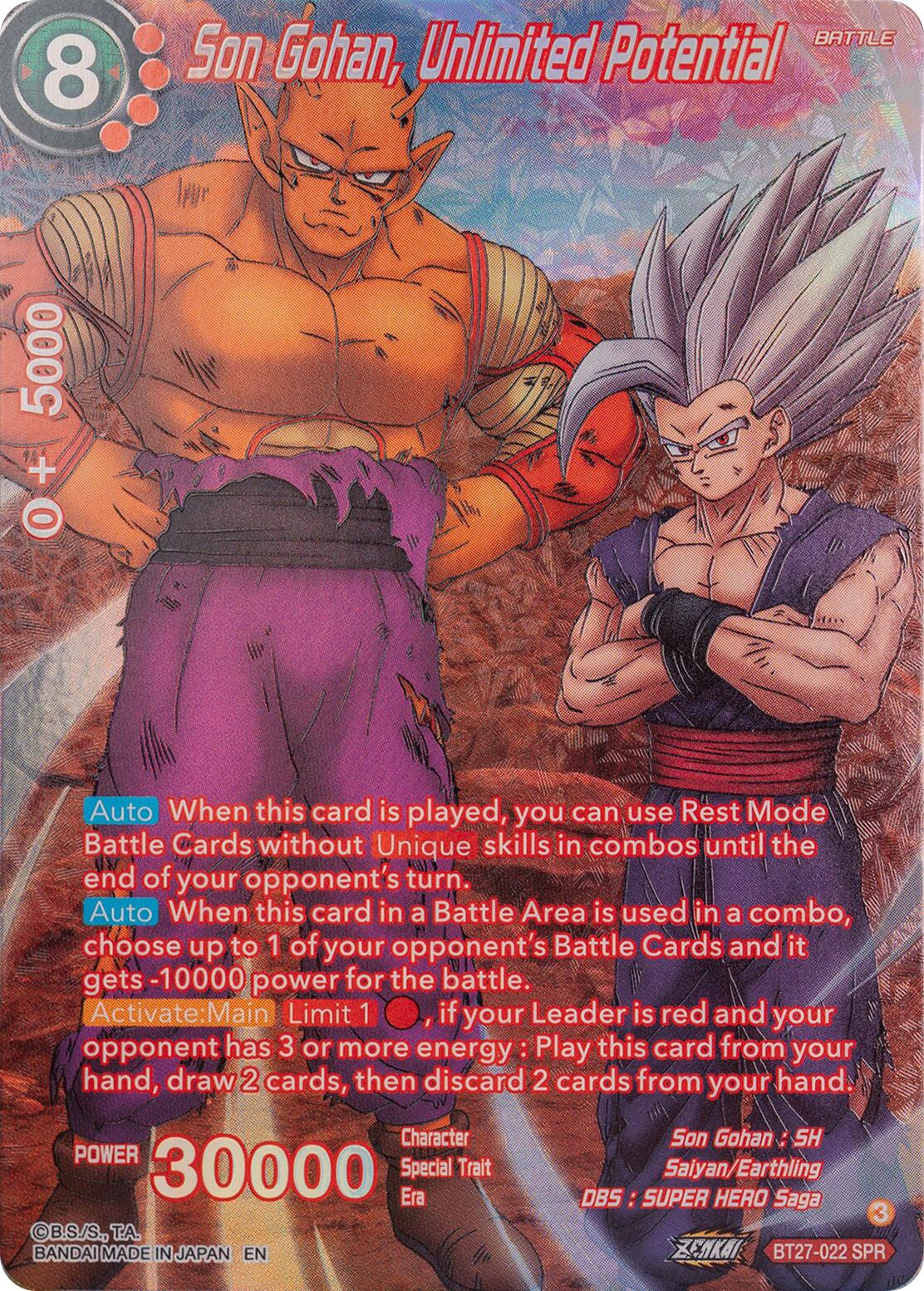 Son Gohan, Unlimited Potential (SPR) (BT27-022) [History of Z] | Fandemonia Ltd