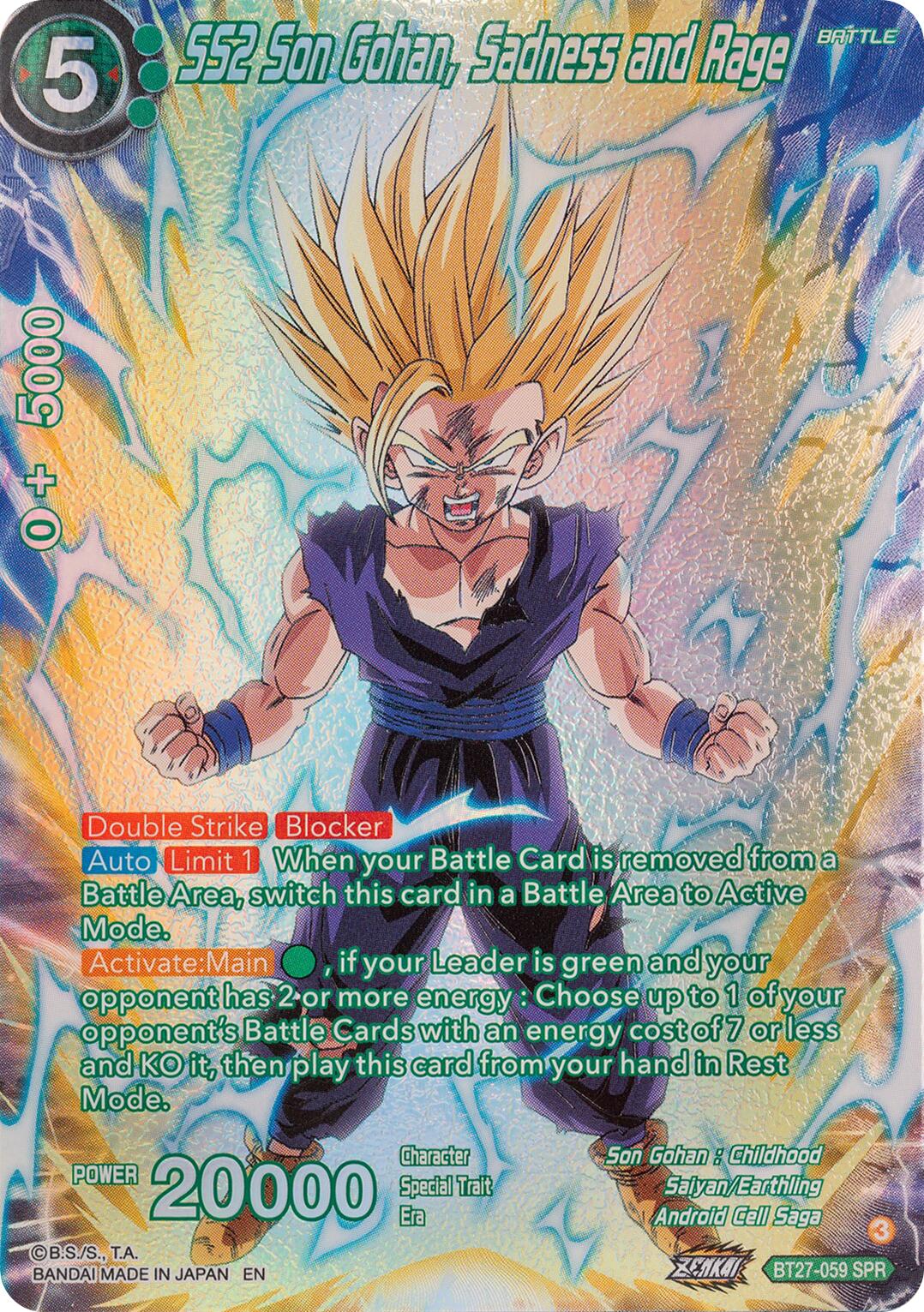 SS2 Son Gohan, Sadness and Rage (SPR) (BT27-059) [History of Z] | Fandemonia Ltd