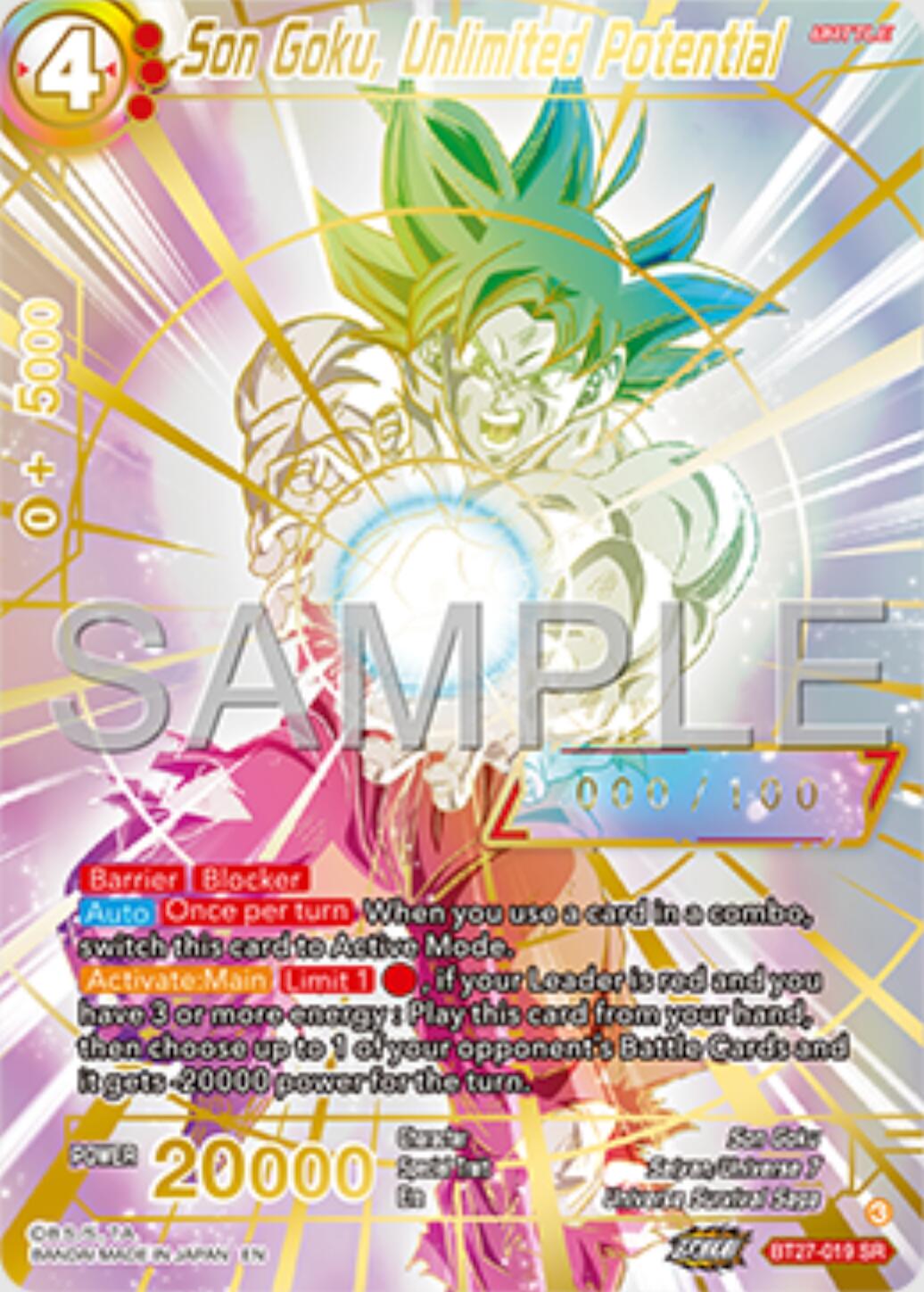 Son Goku, Unlimited Potential (Serial Numbered) (BT27-019) [History of Z] | Fandemonia Ltd