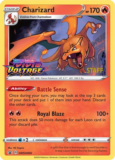 Charizard (SWSH066) (Staff Prerelease Promo) [Sword & Shield: Black Star Promos] | Fandemonia Ltd