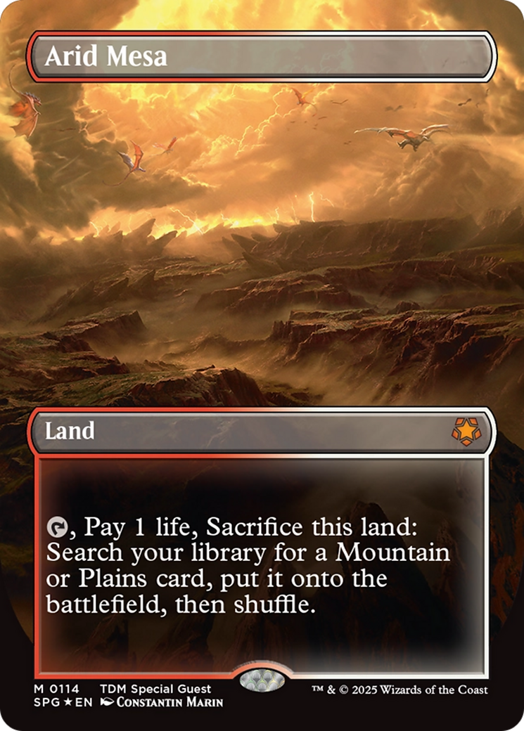 Arid Mesa (Borderless) (Dragonscale Foil) [Tarkir: Dragonstorm Special Guests] | Fandemonia Ltd