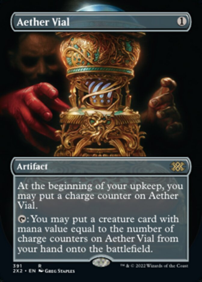 Aether Vial (Borderless Alternate Art) [Double Masters 2022] | Fandemonia Ltd