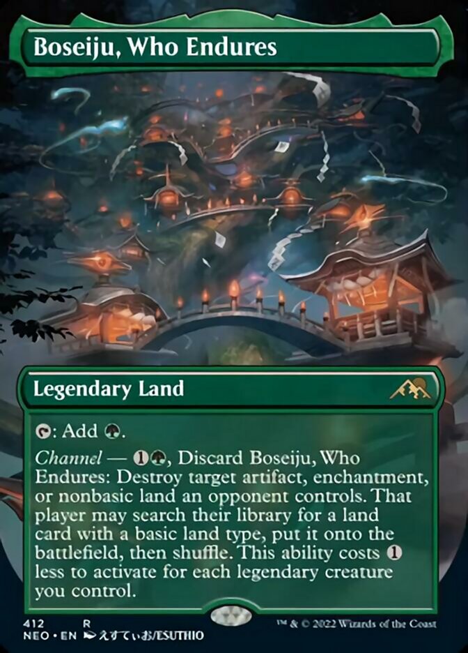 Boseiju, Who Endures (Borderless Alternate Art) [Kamigawa: Neon Dynasty] | Fandemonia Ltd