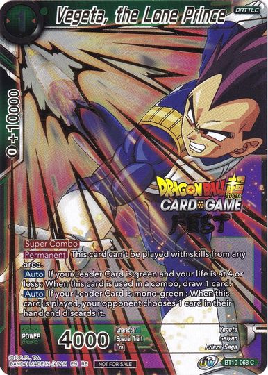 Vegeta, the Lone Prince (Card Game Fest 2022) (BT10-068) [Tournament Promotion Cards] | Fandemonia Ltd