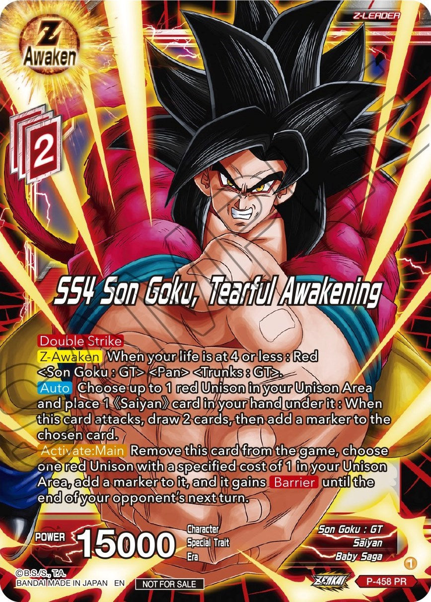 SS4 Son Goku, Tearful Awakening (Z03 Dash Pack) (P-458) [Promotion Cards] | Fandemonia Ltd