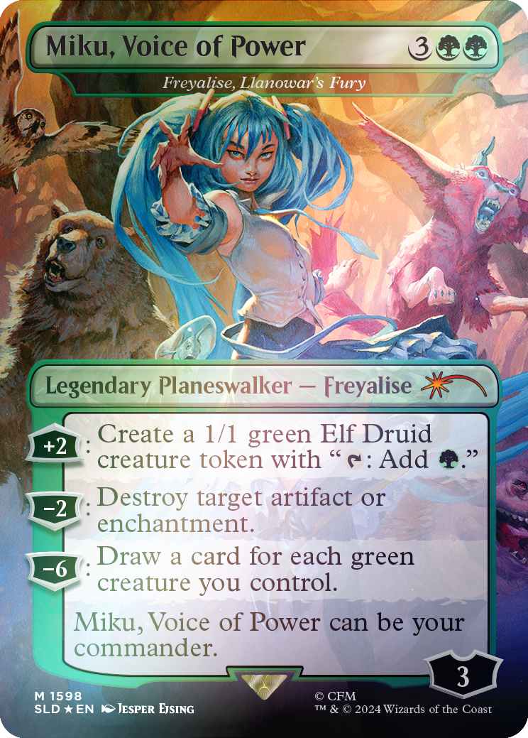 Miku, Voice of Power - Freyalise, Llanowar's Fury (Rainbow Foil) [Secret Lair Drop Series] | Fandemonia Ltd