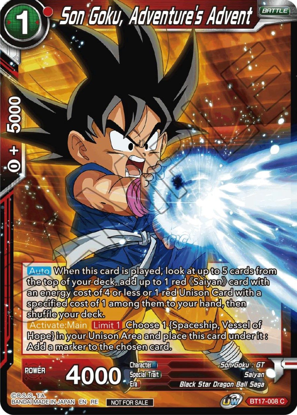 Son Goku, Adventure's Advent (Championship Selection Pack 2023 Vol.1) (BT17-008) [Tournament Promotion Cards] | Fandemonia Ltd