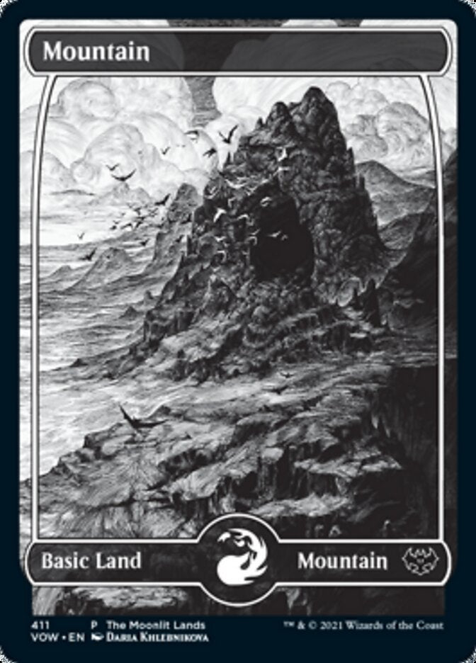 Mountain (The Moonlit Lands) (Foil Etched) [Innistrad: Crimson Vow Promos] | Fandemonia Ltd