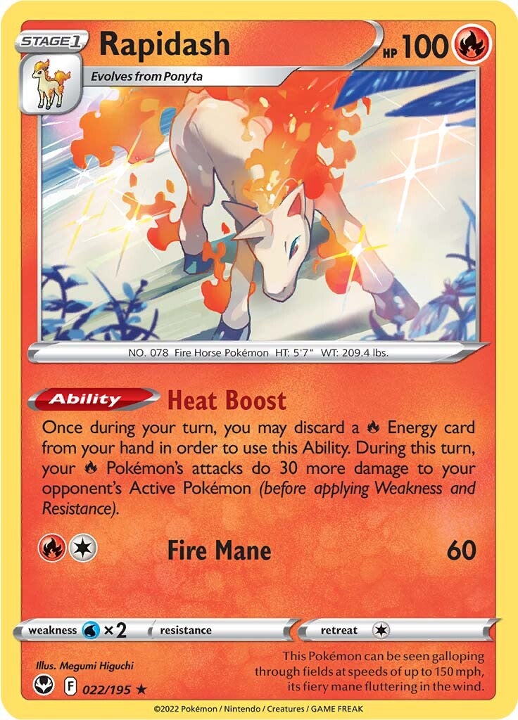 Rapidash (022/195) (Theme Deck Exclusive) [Sword & Shield: Silver Tempest] | Fandemonia Ltd