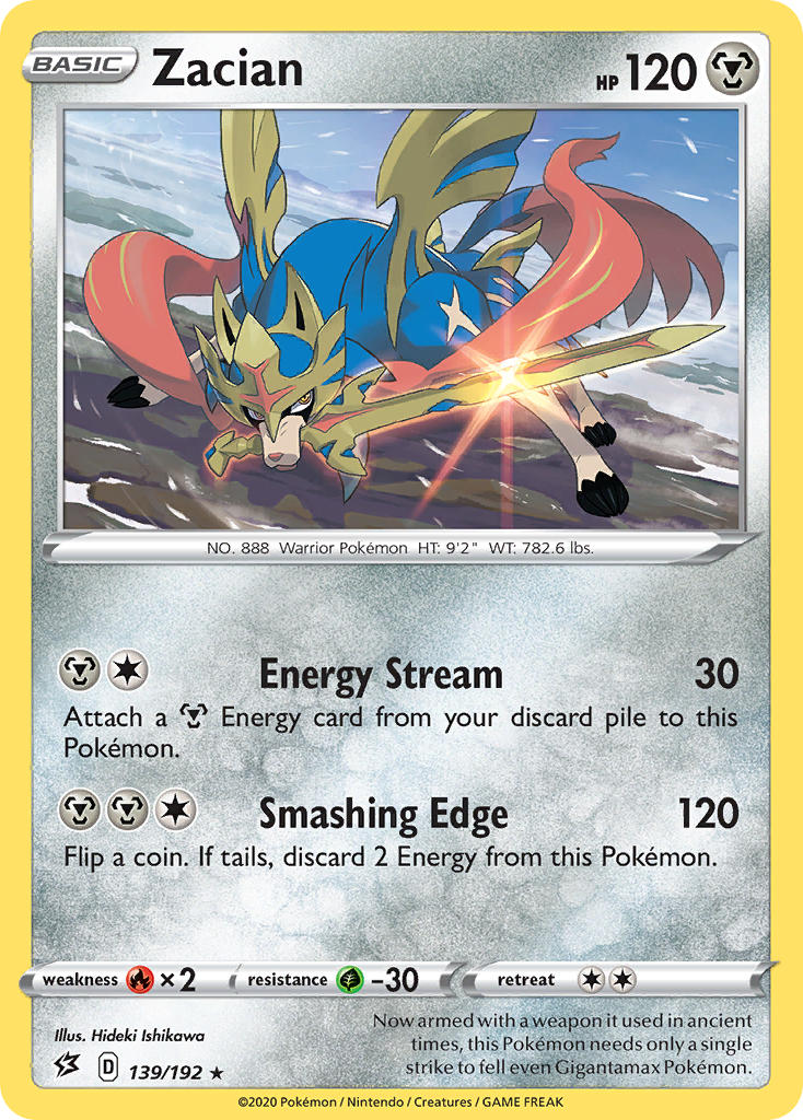 Zacian (139/192) (Cracked Ice Holo) (Theme Deck Exclusives) [Sword & Shield: Rebel Clash] | Fandemonia Ltd