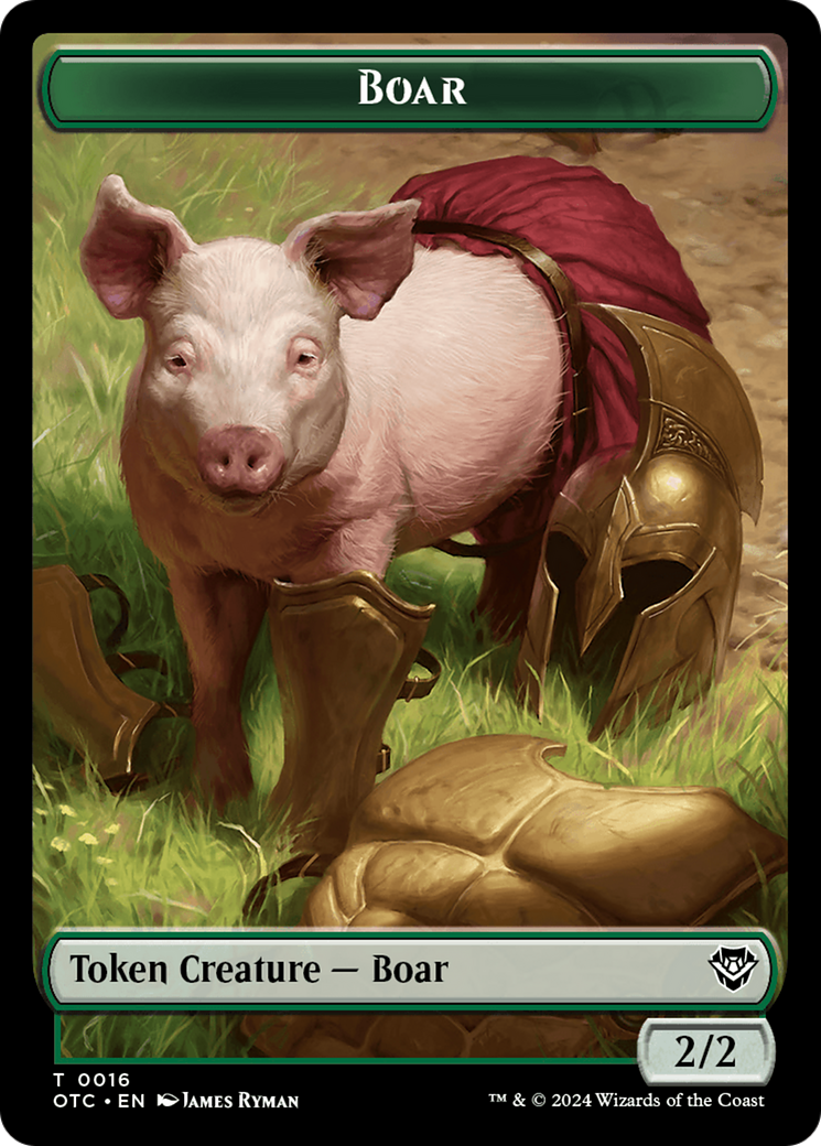 Boar // Manifest Double-Sided Token [Outlaws of Thunder Junction Commander Tokens] | Fandemonia Ltd