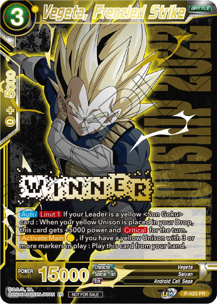 Vegeta, Frenzied Strike (Championship Pack 2022 Vol.2) (Winner Gold Stamped) (P-423) [Promotion Cards] | Fandemonia Ltd