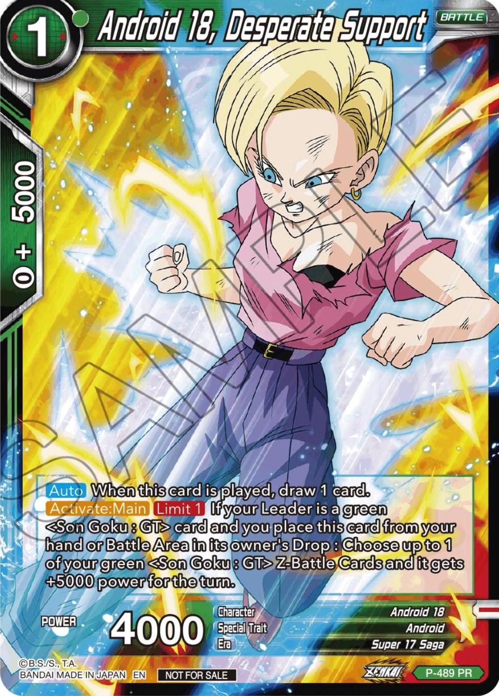 Android 18, Desperate Support (Zenkai Series Tournament Pack Vol.3) (P-489) [Tournament Promotion Cards] | Fandemonia Ltd