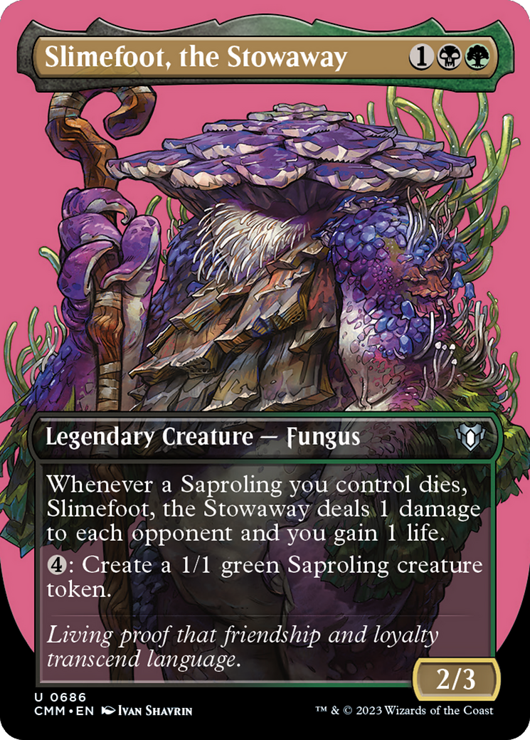 Slimefoot, the Stowaway (Borderless Profile) [Commander Masters] | Fandemonia Ltd