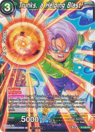 Trunks, a Helping Blast (Shop Tournament: Assault of Saiyans) (P-128) [Promotion Cards] | Fandemonia Ltd