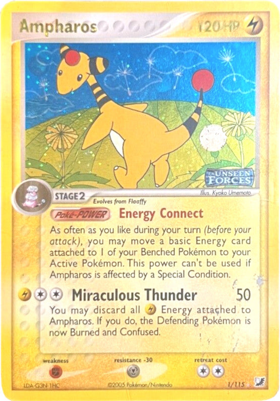 Ampharos (1/115) (Stamped) [EX: Unseen Forces] | Fandemonia Ltd