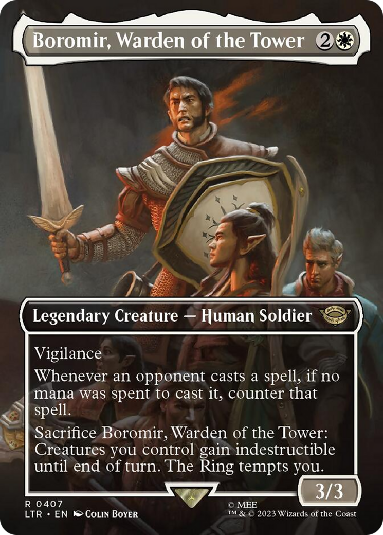 Boromir, Warden of the Tower (Borderless Alternate Art) [The Lord of the Rings: Tales of Middle-Earth] | Fandemonia Ltd