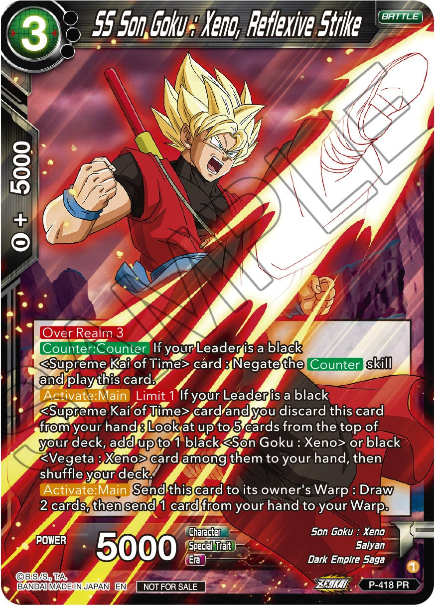 SS Son Goku: Xeno, Reflexive Strike (Zenkai Series Tournament Pack Vol.1) (P-418) [Tournament Promotion Cards] | Fandemonia Ltd