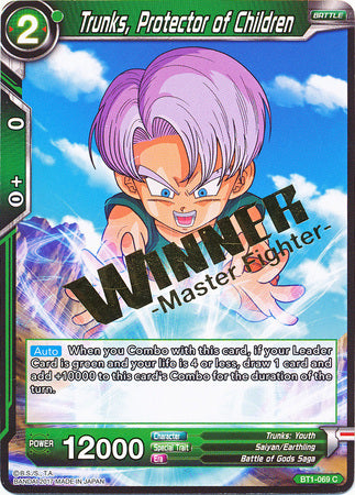 Trunks, Protector of Children (Winner Stamped) (BT1-069) [Tournament Promotion Cards] | Fandemonia Ltd