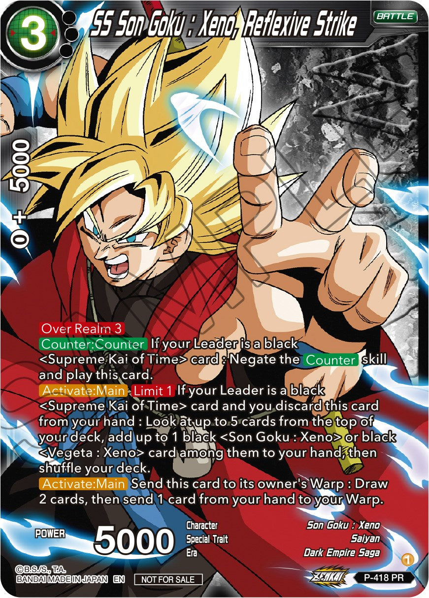 SS Son Goku: Xeno, Reflexive Strike (Zenkai Series Tournament Pack Vol.1 Winner) (P-418) [Tournament Promotion Cards] | Fandemonia Ltd