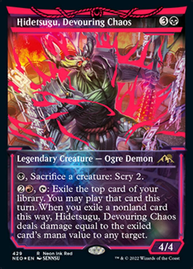 Hidetsugu, Devouring Chaos (Neon Ink Red) [Kamigawa: Neon Dynasty] | Fandemonia Ltd