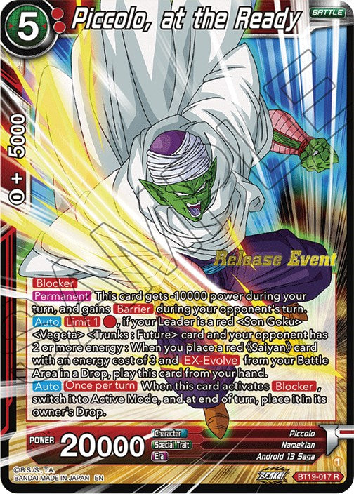 Piccolo, at the Ready (Fighter's Ambition Holiday Pack) (BT19-017) [Tournament Promotion Cards] | Fandemonia Ltd